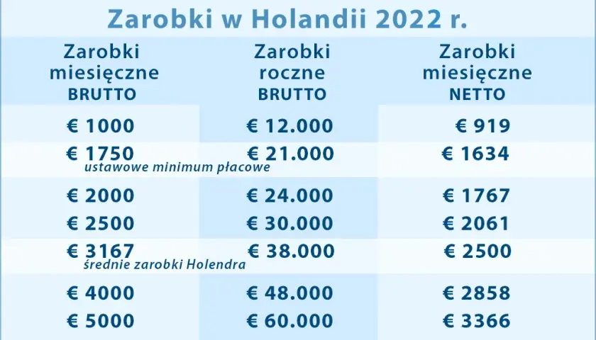 Kalkulator wynagrodzeń Holandia - Oblicz swoje zarobki netto